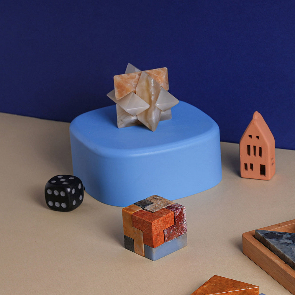 Burr Star Puzzle in Creamy Onyx