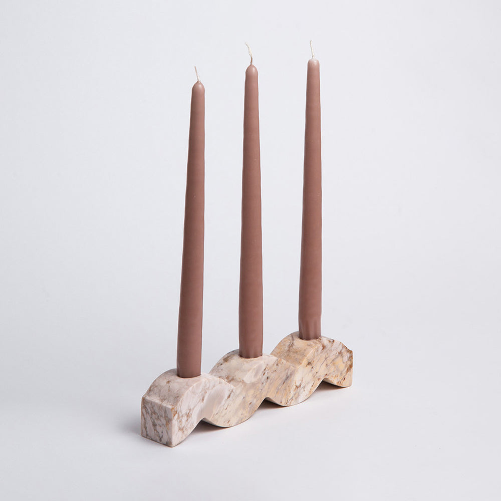 Wavy Candelabra in Creamy Soapstone